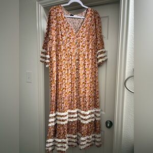 Piper and Scoot Floral Fringe Maxi Dress